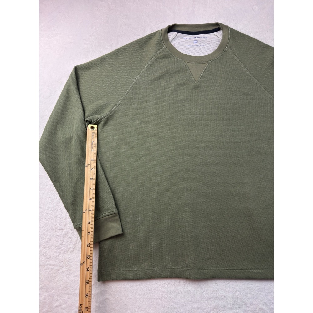 Peter Manning Mens Olive Green Cotton Waffle Knit Raglan Sweatshirt Sz 4X fit XL